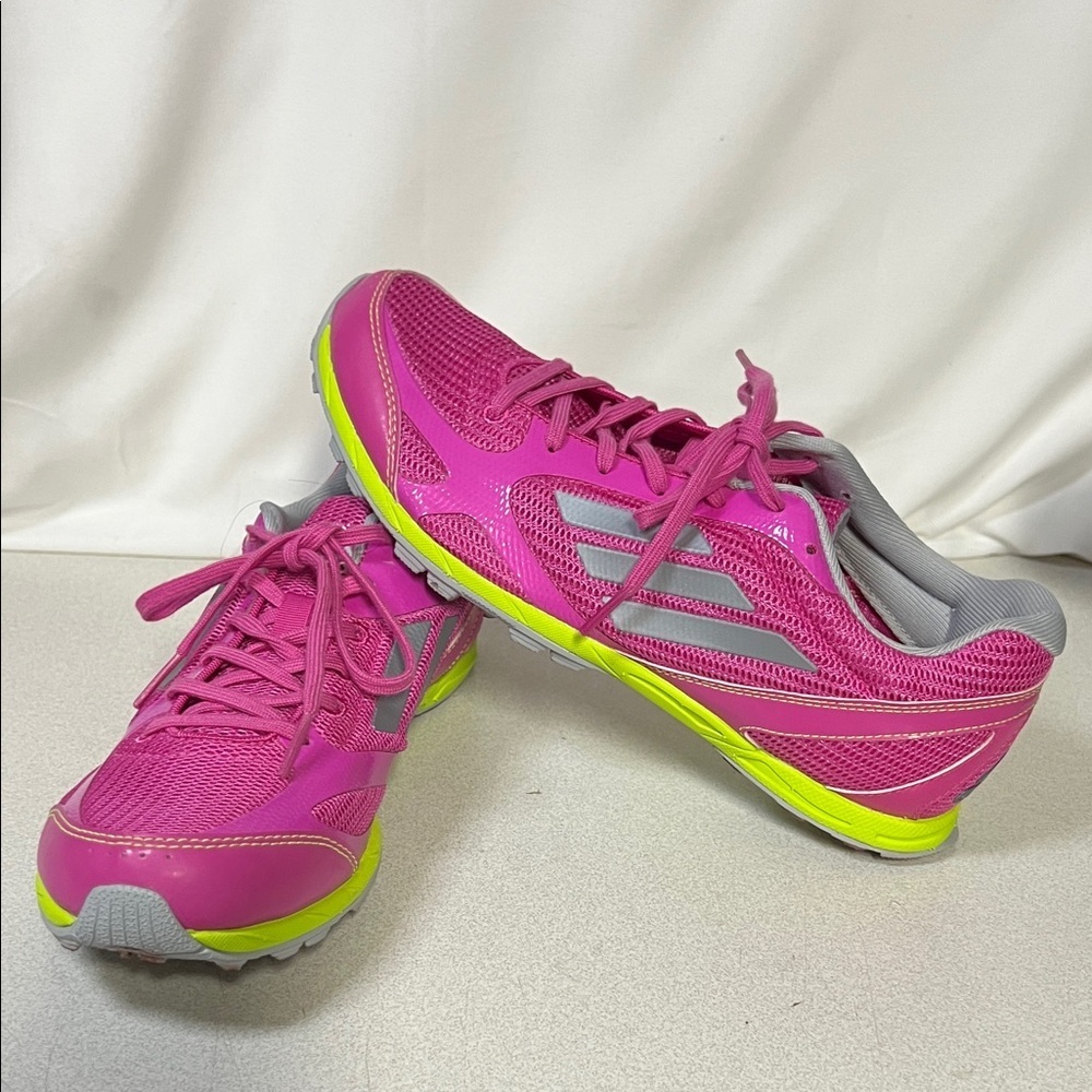 Adidas Women's Fuchsia and Lime Sneakers - Picture 5 of 6